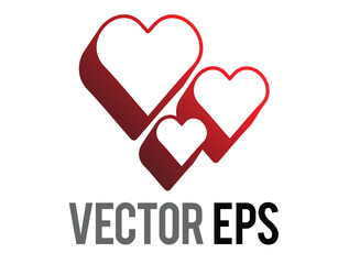 Y2K gradient red retro three hearts icon