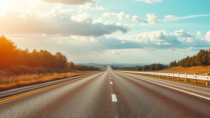 Fototapeta premium Stunning Two-Lane Highway - Daytime Scenery