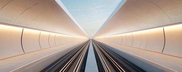 Modern Train Tunnel with Perspective and Lighting