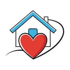 A house-and-heart swoosh logo features a stylized home design with a swoosh or curve, symbolizing warmth, comfort, and a sense of belonging. It's simple, yet emotive.