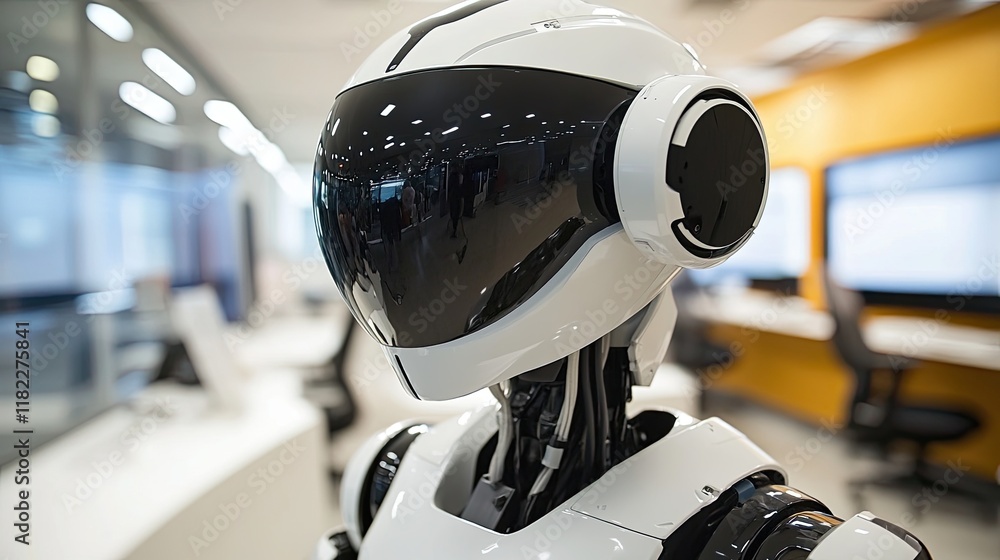 Aufkleber advanced humanoid robot with futuristic design in a modern workspace environment showcasing technolo