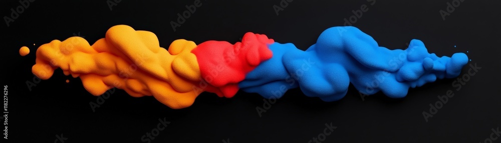 Poster Abstract Color Swirls: A mesmerizing abstract composition of vibrant orange, red, and blue swirls dancing against a stark black background. This image captures the dynamic energy of color and form.