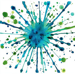 Turquoise Watercolor Splash Clipart Isolated on White Background – Ideal for Creative Designs and Artistic Projects