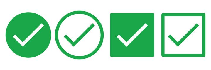 check box icon with correct, accept checkmark icons green tick box, check list circle frame - checkbox symbol sign. check mark box square frame. Green check mark icon in a box. Tick symbol in green 