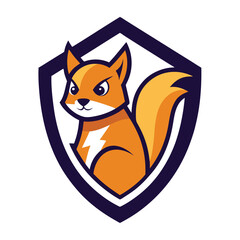 A dynamic squirrel mascot inside a bold shield, symbolizing agility and strength. The design blends nature with a sense of protection and energy, perfect for a team or brand.