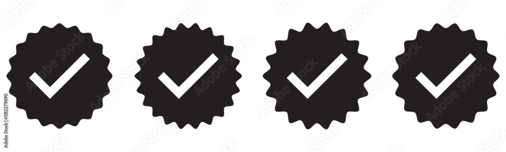Poster verified badges. profile verified badge. verification symbol set. verified badge vector icons. socia