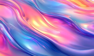 Obraz premium A visually captivating design with holographic iridescent stripes and fluid color gradients