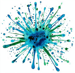 Turquoise Watercolor Splash Clipart Isolated on White Background – Ideal for Creative Designs and Artistic Projects