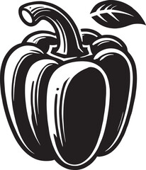 Capsicum vegetable silhouette bell pepper vector illustration isolated on a white background 