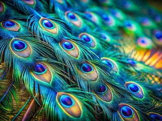 Obraz premium Vibrant Peacock Feather Tail Long Exposure Blurred Motion Abstract Art