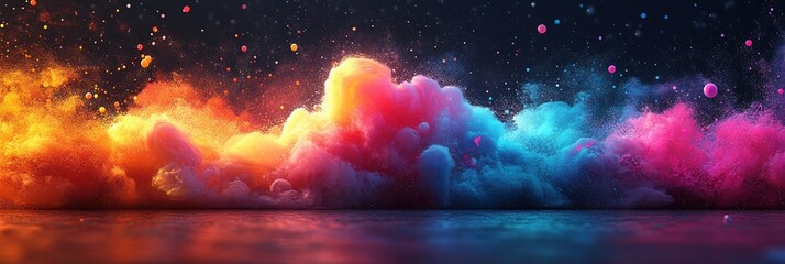 Fototapeta premium Vibrant graphic layout for promotional flyer with colorful cloud effects and dynamic design elements