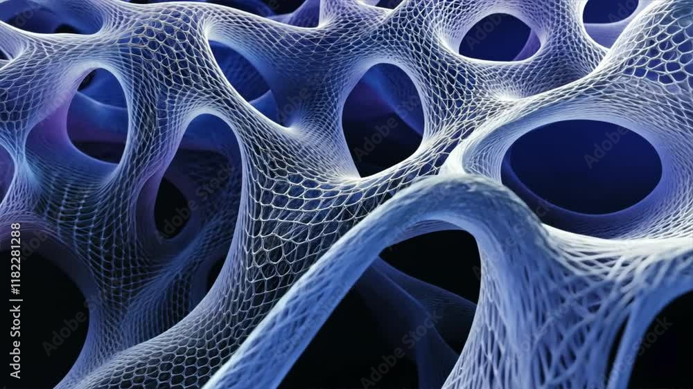 Aufkleber intricate 3d mesh structure with blue light, showcasing abstract network design that highlights beau