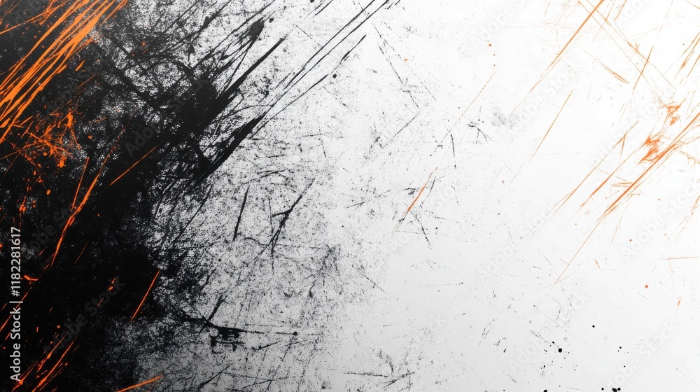 Poster dynamic black scratch marks with light orange highlights artistic design minimalist aesthetic studio
