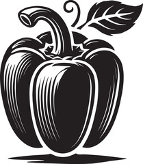 Capsicum vegetable silhouette bell pepper vector illustration isolated on a white background 