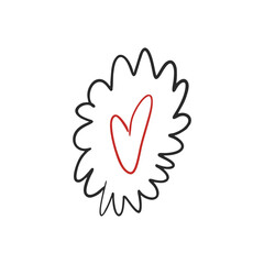 Hand drawn heart illustration. Doodle love symbol. Grunge brush stroke for valentine's day. Vector icon on white background.