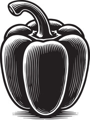 Capsicum vegetable silhouette bell pepper vector illustration isolated on a white background 