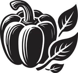 Capsicum vegetable silhouette bell pepper vector illustration isolated on a white background 