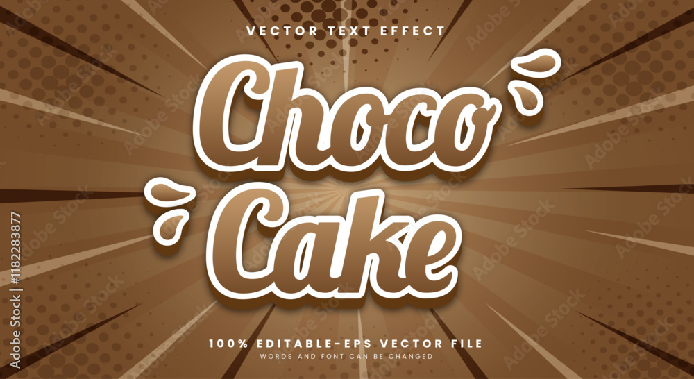 Poster choco cake editable text effect template suitable for bakery style