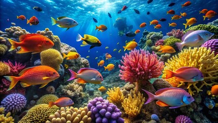 Vibrant Red Sea Reef Fish: Colorful Coral & Tropical Fish Stock Photo