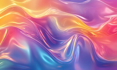 Obraz premium a smooth blend of liquid colors with holographic stripes