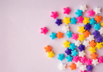 Bright star shaped candy sprinkles