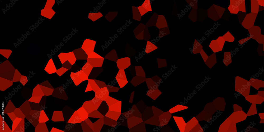 Poster dark red and black broken stained glass background with black lines. voronoi diagram background. sea