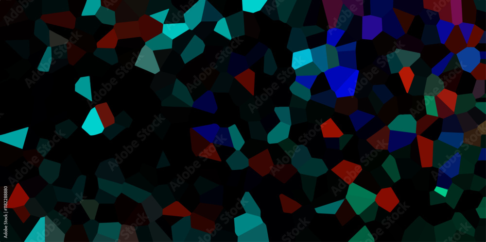 Poster crystalize multicolor broken tile and glass effect background. dark multicolor broken stained glass 