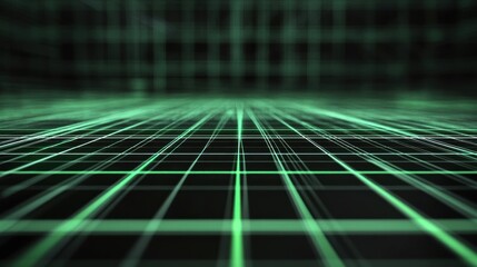 Abstract Green Grid Network Digital Technology Background Futuristic Perspective