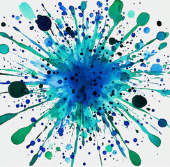 Turquoise Watercolor Splash Clipart Isolated on White Background – Ideal for Creative Designs and Artistic Projects