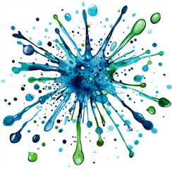 Turquoise Watercolor Splash Clipart Isolated on White Background – Ideal for Creative Designs and Artistic Projects