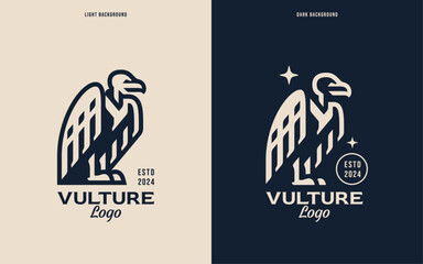 Vulture bird vintage illustration logo design template