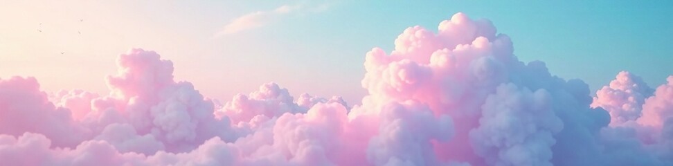 Iridescent pastel cloud floats above a pristine background, pastel clouds, pastel shades, serene sky