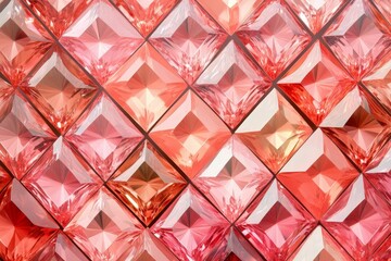 Red faceted gems, geometric pattern, shiny surface.