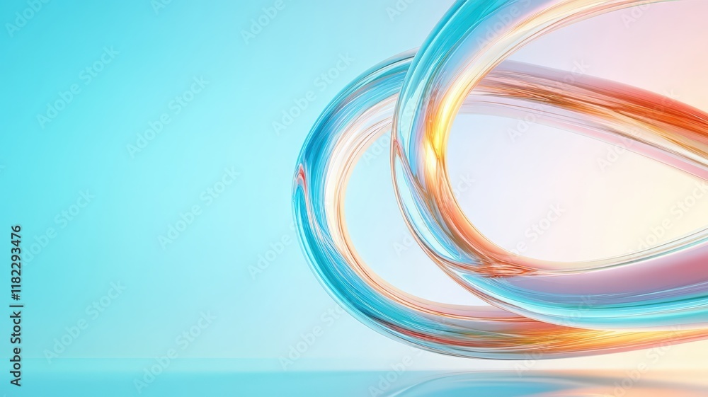 Poster referring to the 3d gradient art effect, it presents two intersecting curved pipes with shapes