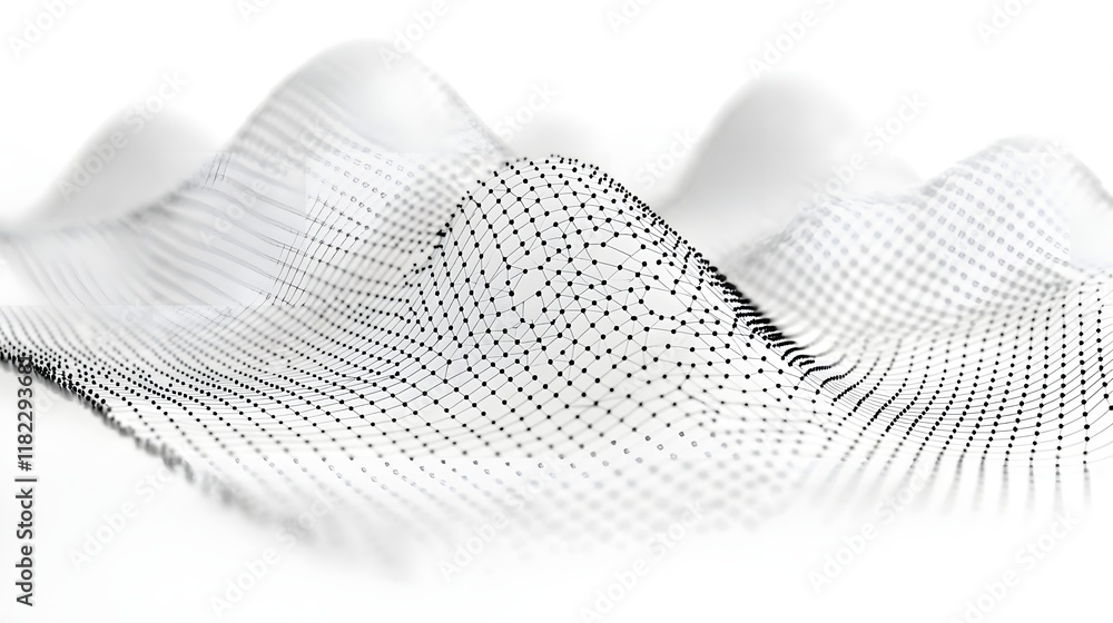 Poster expansive digital landscape showcasing a complex network of interconnected data points creating a vi