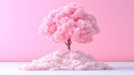 Pink tree at the pink background.