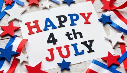 Festive Independence Day banner displaying "Happy 4th of July"
