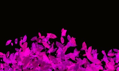 Vibrant pink leaves scattered across a black background, creating a dynamic and artistic design perfect for modern visuals.
