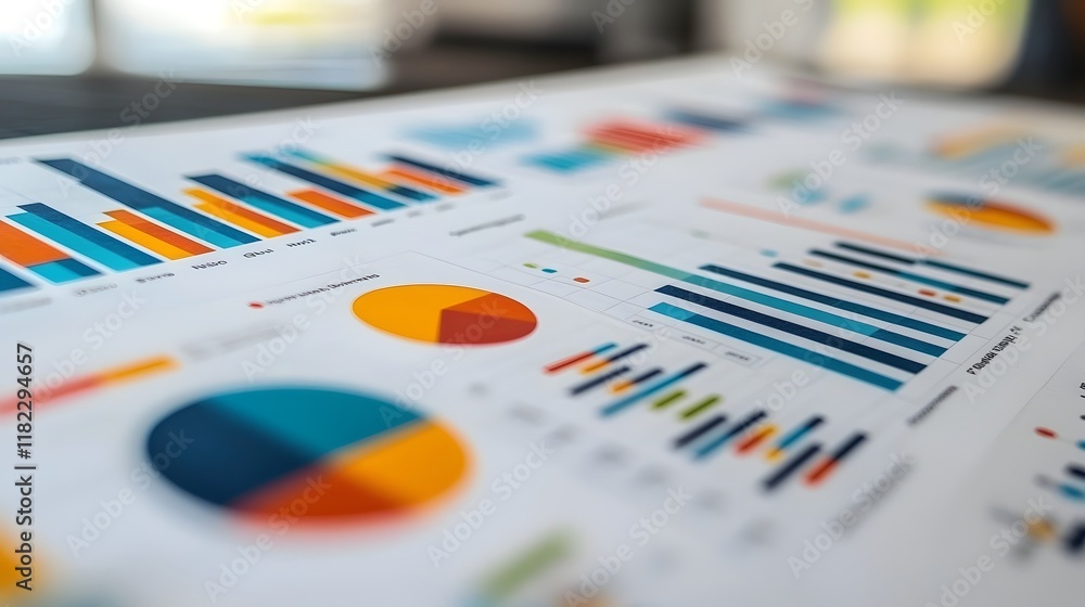 Poster colorful and visually engaging data visualization tools showcasing complex analysis and business int