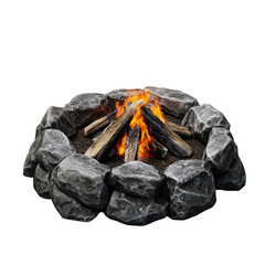Campfire in Stone Ring: A Nighttime Embers Glow