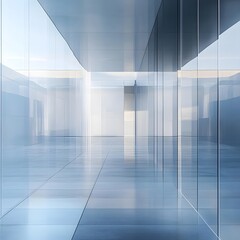 Minimalistic Transparent Glass Wall Corridor with Clean Architectural Design