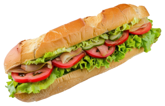PNG  Fresh sub sandwich with vegetables