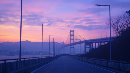 Fototapeta premium 日の出前のきれいな空と橋