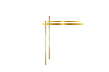 Elegant gold line corner design. Shiny metallic border. Luxurious golden frame. Abstract geometric shape. Premium decorative element
