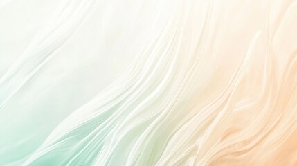 Flowing white streaks on soft peach and mint gradient abstract art serene modern design high detail