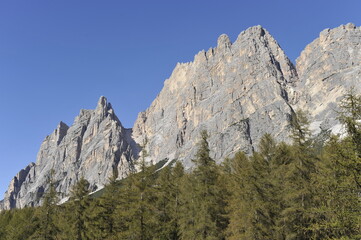 Obraz premium View of Mount Cristallo near Auronzo di Cadore, Cortina d'Ampezzo. Dolomites, Belluno, Italy