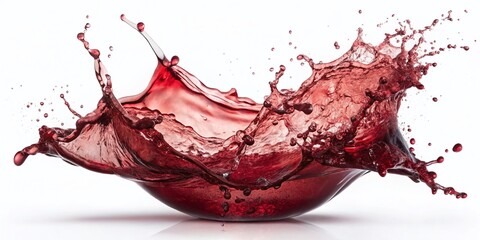 Vintage Close-up of Red Wine Splashing on White Background - Rich, Deep Color, Isolated