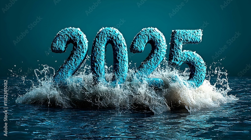 Poster waves of creativity, an imaginative portrayal of ocean waves forming abstract patterns and symbols i
