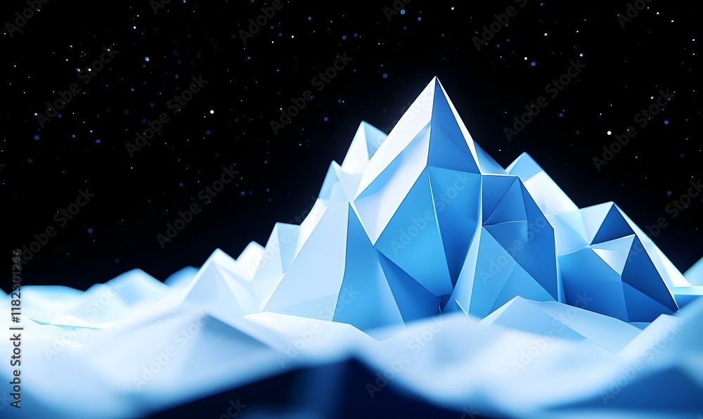 Poster frosted geometric harmony, an intricate blend of icy textures and angular forms creating a mesmerizi