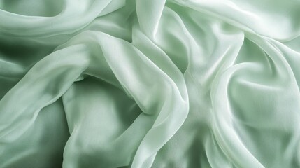 Obraz premium Draped pale green fabric, textured, translucent.